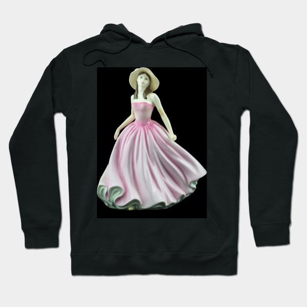 Bone China Figurine Wearing a Light Pink Dress Hoodie by Russell102